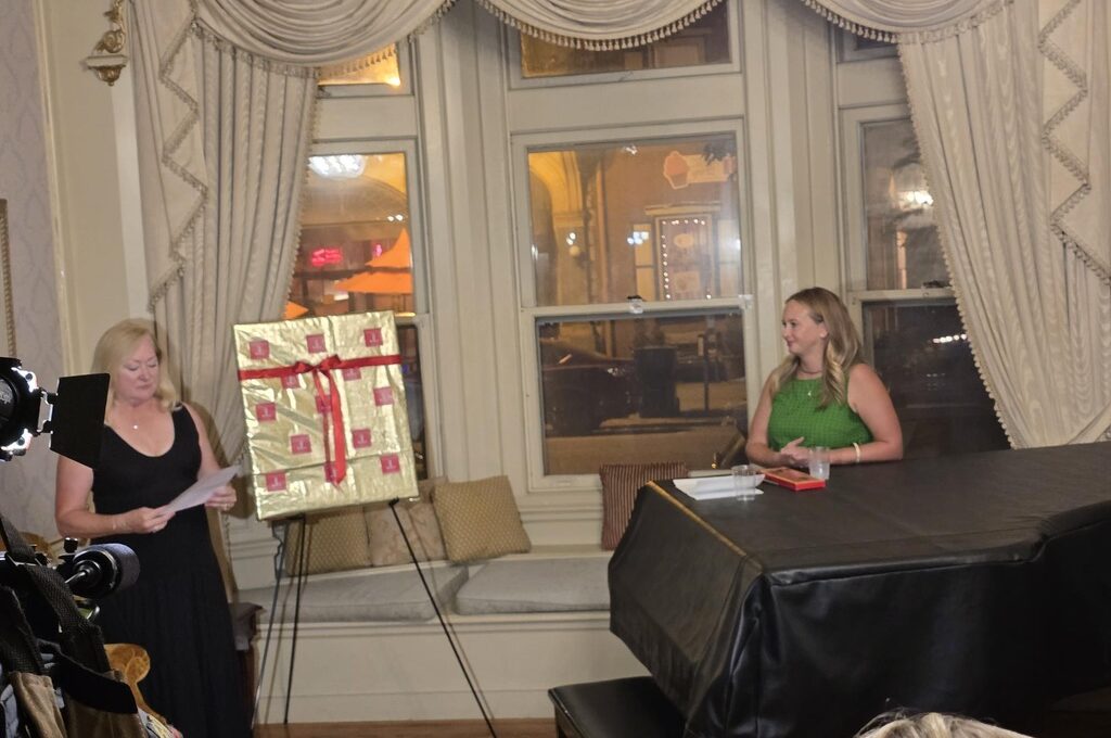 Sustaining JLLVPA members Jennifer McGrath and Chelsea Strzempek address the crowd at the ribbon cutting